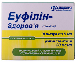 Еуфілін-Здоров'я розчин для інєкцій 2%-5,0 №10